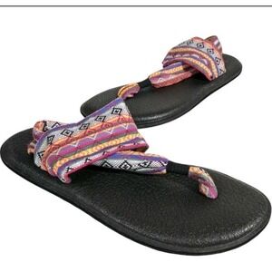 NWOB Sanuk 11 Flip FlopvYoga Mat Sling Sandal Aztec Festival Beach Tribal Boho